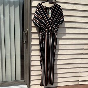 Gilli Black, White & Brown Striped Jumpsuit